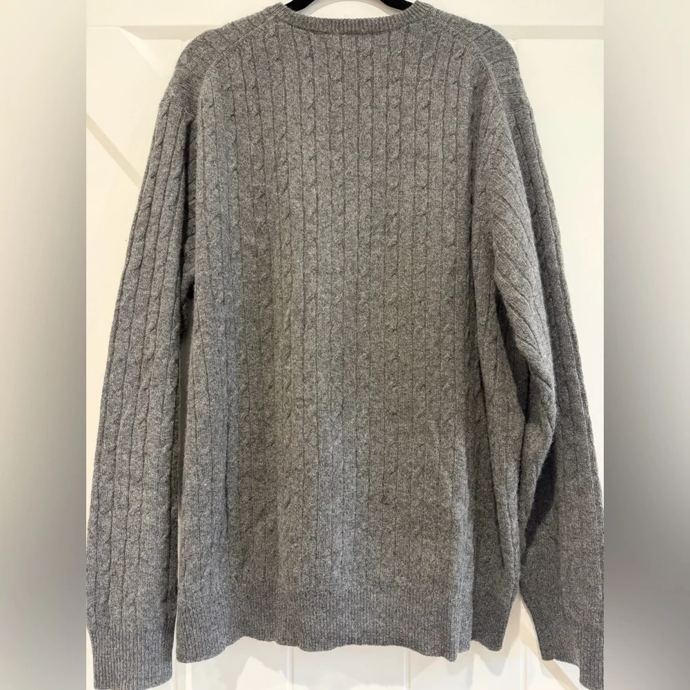 Allen Solly 100% Cashmere Cable Knit Gray Crewneck Sweater